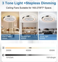 TYJY LED stropný ventilátor so svetlom, 70W stmievateľné stropné svietidlo s ventilátorom, s diaľkovým ovládaním a časovačom v aplikácii, 6 rýchlostí, do obývačky 2