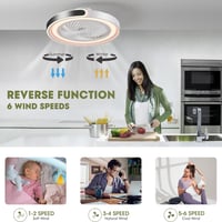 TYJY LED stropný ventilátor so svetlom, 70W stmievateľné stropné svietidlo s ventilátorom, s diaľkovým ovládaním a časovačom v aplikácii, 6 rýchlostí, do obývačky 3