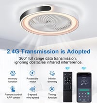 TYJY LED stropný ventilátor so svetlom, 70W stmievateľné stropné svietidlo s ventilátorom, s diaľkovým ovládaním a časovačom v aplikácii, 6 rýchlostí, do obývačky 7