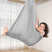 tylxayoxa Súprava na leteckú jogu, hojdacia sieť na aerial jogu, závesné kreslo, nosnosť 200 kg, antigravitačné cvičenia, sivá, 150x280 cm 3