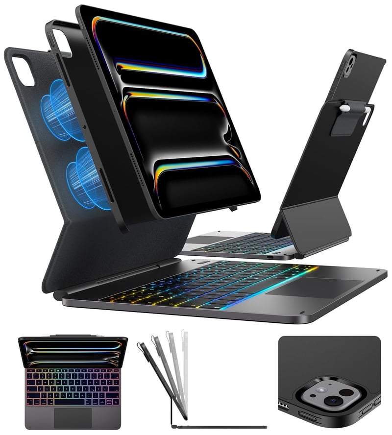 Puzdro s klávesnicou typecase Edge pre Apple iPad Pro 13 (M4/M5) (2024/2025), s touchpadom a držiakom na pero, podsvietením, QWERTZ, čierne