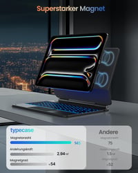 Puzdro s klávesnicou typecase Edge pre Apple iPad Pro 13 (M4/M5) (2024/2025), s touchpadom a držiakom na pero, podsvietením, QWERTZ, čierne 8