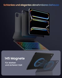 Puzdro s klávesnicou typecase Edge pre Apple iPad Pro 13 (M4/M5) (2024/2025), s touchpadom a držiakom na pero, podsvietením, QWERTZ, čierne 7
