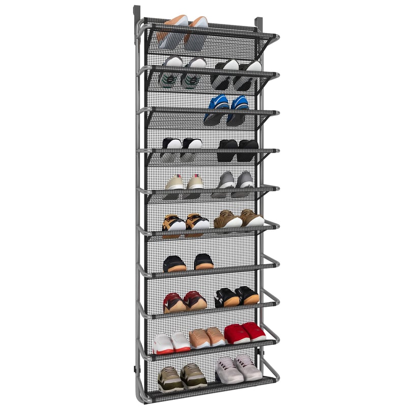 TZAMLI viseći stalak za cipele s 10 razina za vrata, metalni - sivi - 55x19,5x159 cm