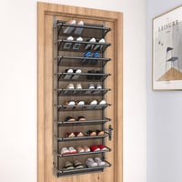 TZAMLI 10 szintes ajtóra akasztható cipőtartó szekrény fém szürke 55x19,5x159cm 5