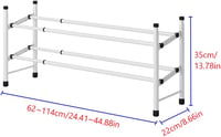 TZAMLI Bővíthető Cipőtartó Állvány 2 Szintes - 12 Pár Cipőnek, Állítható, Egymásra Rakható, Előszobába, 62-114 x 22 x 35 cm, Fehér 3