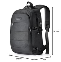 Rucsac antifurt pentru laptop Tzowla, unisex, impermeabil, cu port de încărcare USB și lacăt, pentru notebook de 15,6 inchi, negru 10