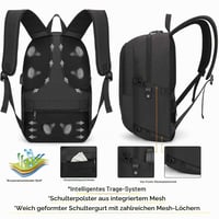 Rucsac antifurt pentru laptop Tzowla, unisex, impermeabil, cu port de încărcare USB și lacăt, pentru notebook de 15,6 inchi, negru 2