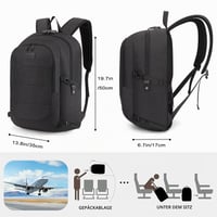 Rucsac antifurt pentru laptop Tzowla, unisex, impermeabil, cu port de încărcare USB și lacăt, pentru notebook de 15,6 inchi, negru 5
