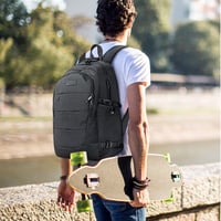 Rucsac antifurt pentru laptop Tzowla, unisex, impermeabil, cu port de încărcare USB și lacăt, pentru notebook de 15,6 inchi, negru 7