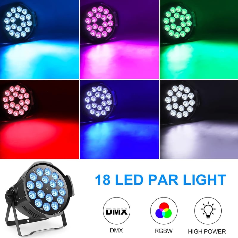 U`King 2x LED Par Reflektor 18x15W RGBW Színes Színpadi Lámpa DMX512 Diszkó Buli