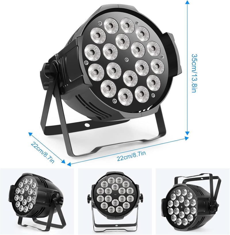 U`King 2x LED Par Reflektor 18x15W RGBW Színes Színpadi Lámpa DMX512 Diszkó Buli