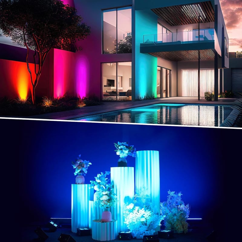 U`King 4x10W LED Party Lámpa, 1db Akkumulátoros Vízálló IP65 RGBWA UV Színes Szórakoztató Fény Távirányítóval