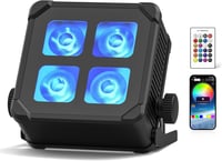 U`King 4x10W LED Party Lámpa, 1db Akkumulátoros Vízálló IP65 RGBWA UV Színes Szórakoztató Fény Távirányítóval 1
