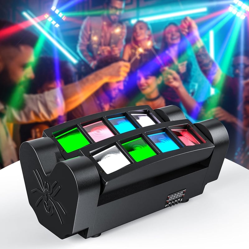 U`King Spider Moving Head 8x10W RGBW LED Fénysugár DMX Diszkó Színpadi Lámpa