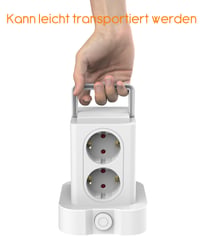 Turn de distribuție a energiei U-PTYTM cu protecție la supratensiune 3680W 16A - 8 prize Schuko și 3 porturi USB, multipriză turn pentru birou cu cablu prelungitor de 3 m pentru acasă 7