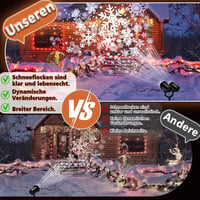 U UZOPI Kültéri LED Projektor Dupla Fejjel - Dinamikus Hópehely Mintákkal, IP65 Vízálló Karácsonyi Fénydíszítés Kertbe, Partikra, 360° Forga 6