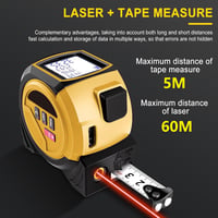 Telemetru laser 3 în 1 Uadme, 40 m, ruletă digitală 5 m, afișaj LCD, calcul arie, volum, Pitagora, unități m/ft/inch 3