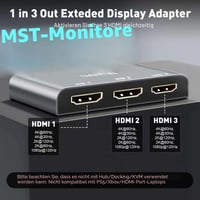 UANTIN DisplayPort–HDMI elosztó 3 monitorhoz MST Hub, 4K 60Hz, 1 DP – 3 HDMI kimenet 3