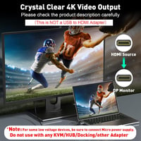UANTIN HDMI–DisplayPort adapter, egyirányú, 4K 60Hz / 1080p 120Hz 2