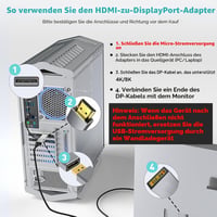 UANTIN HDMI–DisplayPort adapter, egyirányú, 4K 60Hz / 1080p 120Hz 4