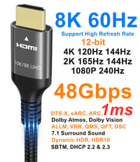 HDMI 2.1 kábel Ubluker 48 Gbps, 8K@60Hz, 4K@120Hz, eARC HDR10+ – 1,5 m 3