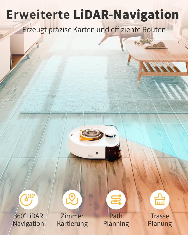 UBPET V10 22000 Pa kutya-macska robotporszívó LiDAR navigációval, WiFi vezérléssel és önjáró töltéssel
