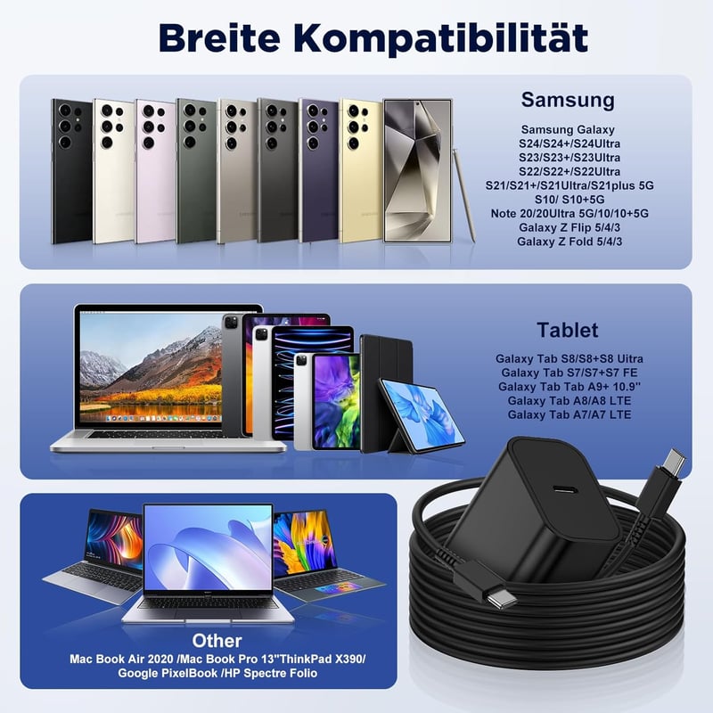 UCALMA 45W USB-C Gyorstöltő Samsung Galaxy S25/S24 + 2m Kábel