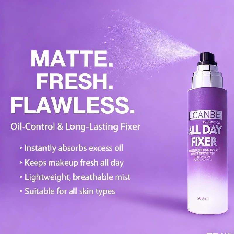 UCANBE Fixáló Spray Mattító Smink Rögzítő 200ml Hosszantartó Finish