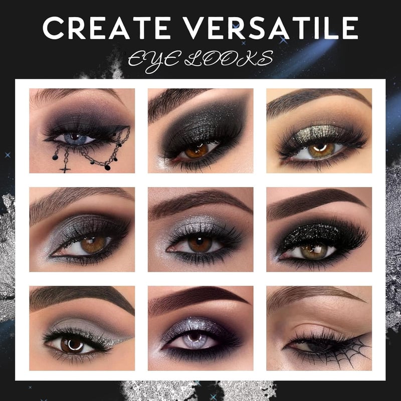 UCANBE Halloween Szemhéjpúder Paletta Fekete Piros Shimmer Matte Smoky Szemfesték Kefe Szett