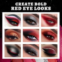 UCANBE Halloween Szemhéjpúder Paletta Fekete Piros Shimmer Matte Smoky Szemfesték Kefe Szett 3