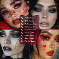 UCANBE Halloween Szemhéjpúder Paletta Fekete Piros Shimmer Matte Smoky Szemfesték Kefe Szett 5