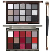 UCANBE Halloween Szemhéjpúder Paletta Fekete Piros Shimmer Matte Smoky Szemfesték Kefe Szett 1