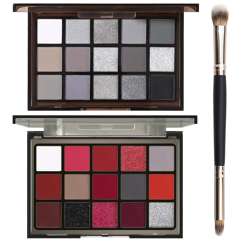 UCANBE Halloween Szemhéjpúder Paletta Fekete Piros Shimmer Matte Smoky Szemfesték Kefe Szett