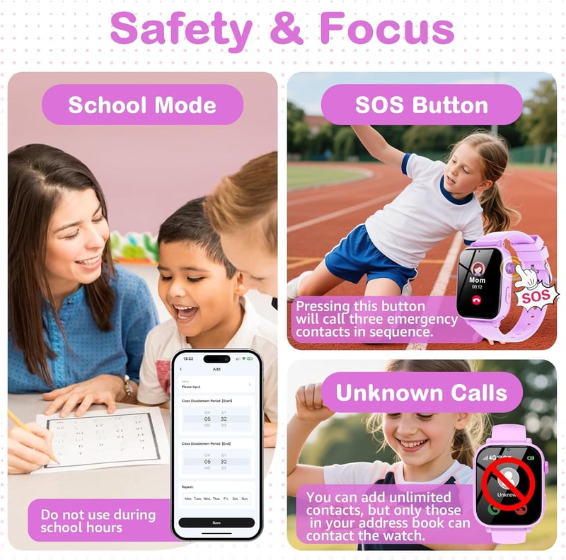 Ucani 4G Gyerek Okosóra GPS-sel, Videohívás, SOS, Iskolai Mód, Lépésszámláló