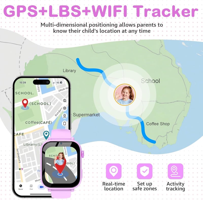 Ucani 4G Gyerek Okosóra GPS-sel, Videohívás, SOS, Iskolai Mód, Lépésszámláló