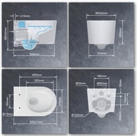Závesné WC UDiseno bez oplachovacieho kruhu, 360° vírivé splachovanie, keramické nástenné WC, tiché, s WC sedadlom UF so systémom pomalého sklápania, biela, 52,5 cm 2
