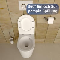 Závesné WC UDiseno bez oplachovacieho kruhu, 360° vírivé splachovanie, keramické nástenné WC, tiché, s WC sedadlom UF so systémom pomalého sklápania, biela, 52,5 cm 4