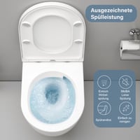 Závesné WC UDiseno bez oplachovacieho kruhu, 360° vírivé splachovanie, keramické nástenné WC, tiché, s WC sedadlom UF so systémom pomalého sklápania, biela, 52,5 cm 5
