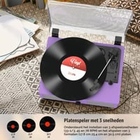 Pickup Udreamer cu difuzoare încorporate și conectivitate Bluetooth, fonograf vintage cu transmisie pe curea, 3 viteze, mov 5