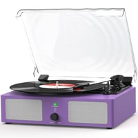 Pickup Udreamer cu difuzoare încorporate și conectivitate Bluetooth, fonograf vintage cu transmisie pe curea, 3 viteze, mov 1