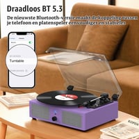 Pickup Udreamer cu difuzoare încorporate și conectivitate Bluetooth, fonograf vintage cu transmisie pe curea, 3 viteze, mov 3