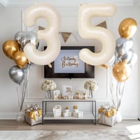 Balon folie cifra 35, UDRKFOPK, bej/crem, 101 cm, decor aniversar pentru petrecerea de majorat sau aniversarea a 35 de ani, pentru femei și bărbați 6