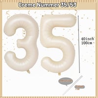 Balon folie cifra 35, UDRKFOPK, bej/crem, 101 cm, decor aniversar pentru petrecerea de majorat sau aniversarea a 35 de ani, pentru femei și bărbați 4