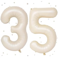 Balon folie cifra 35, UDRKFOPK, bej/crem, 101 cm, decor aniversar pentru petrecerea de majorat sau aniversarea a 35 de ani, pentru femei și bărbați 1