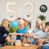 Balon folie cifra 35, UDRKFOPK, bej/crem, 101 cm, decor aniversar pentru petrecerea de majorat sau aniversarea a 35 de ani, pentru femei și bărbați 5