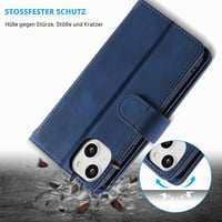 UEEBAI vintage rozopínacie puzdro na iPhone 13 Mini z PU kože s peňaženkou a 9 priehradkami na karty – modré 6