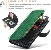 UEEBAI iPhone 15 Pro Max Tok 6.7" Retro Bőr Flip Telefontok Mágneses Zárással Kártyatartó Állvány Funkció Csuklópánt Fekete 4
