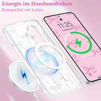 UEEBAI Magnetický silikónový kryt pre Samsung Galaxy A16 4G/5G, priehľadné ochranné puzdro s motívom motýľa a bezdrôtovým nabíjaním, biele 5
