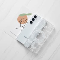UEEBAI Magnetický silikónový kryt pre Samsung Galaxy A16 4G/5G, priehľadné ochranné puzdro s motívom motýľa a bezdrôtovým nabíjaním, biele 3